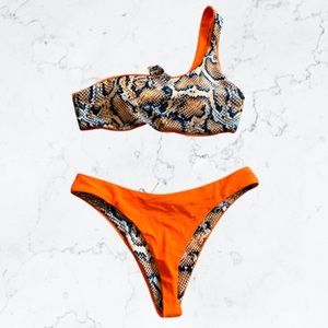 ZAFUL orange and snake print swimsuit